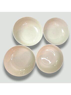 4 Kitchen Basics By Tie Shan Cream Ceramic Bowls 6" Diameter Emerald Green